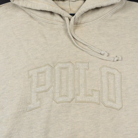 Polo Ralph Lauren Logo Hoodie Men's XL The Big Fit Beige Over-Dyed Fleece - Picture 6 of 14